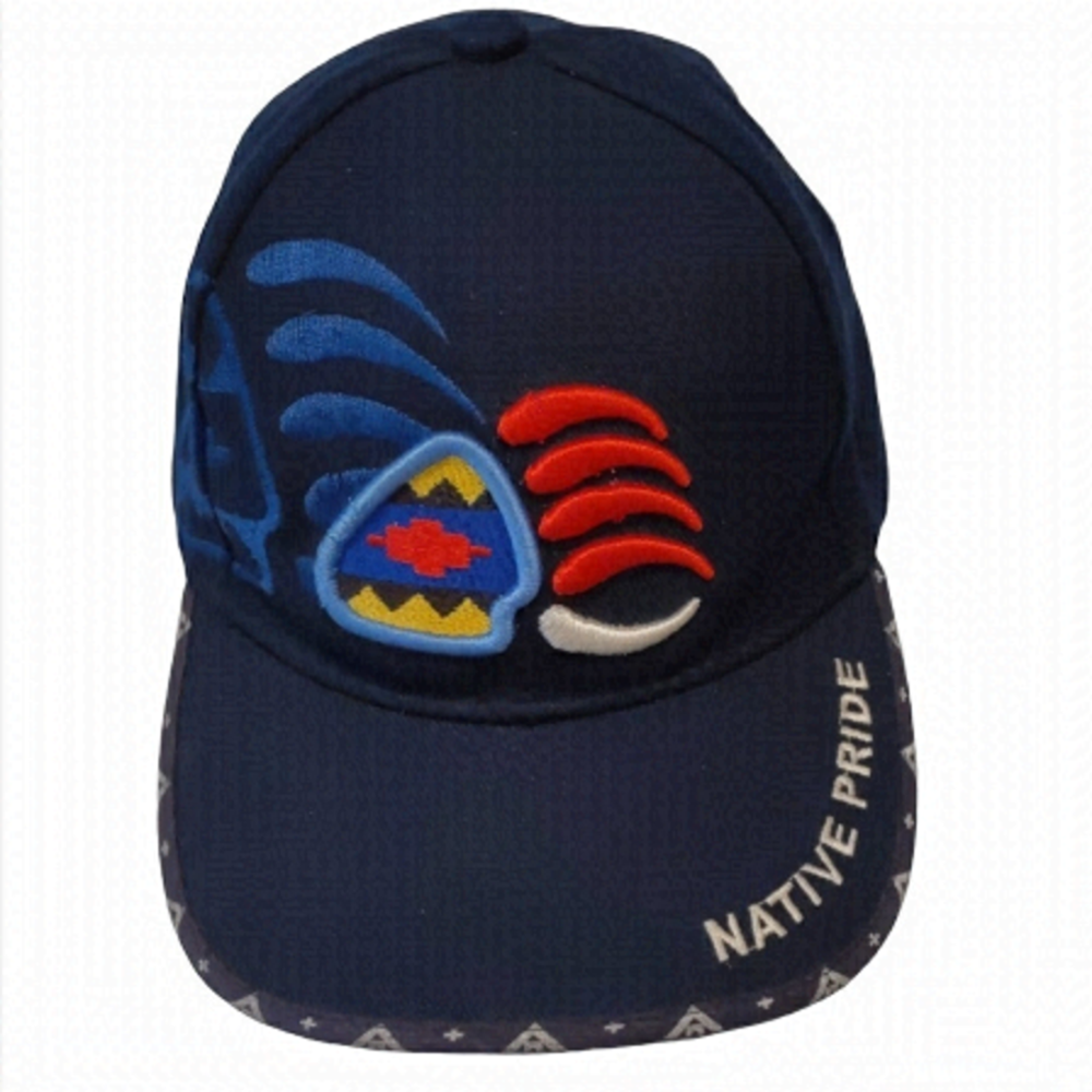 2/$20 Native Pride Baseball Cap Hat Navy Blue Embroidered Bear Claw